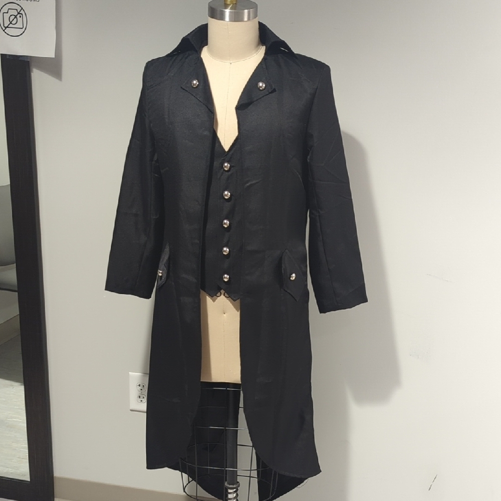 Amazon Men's Black Trench Coat with Vest